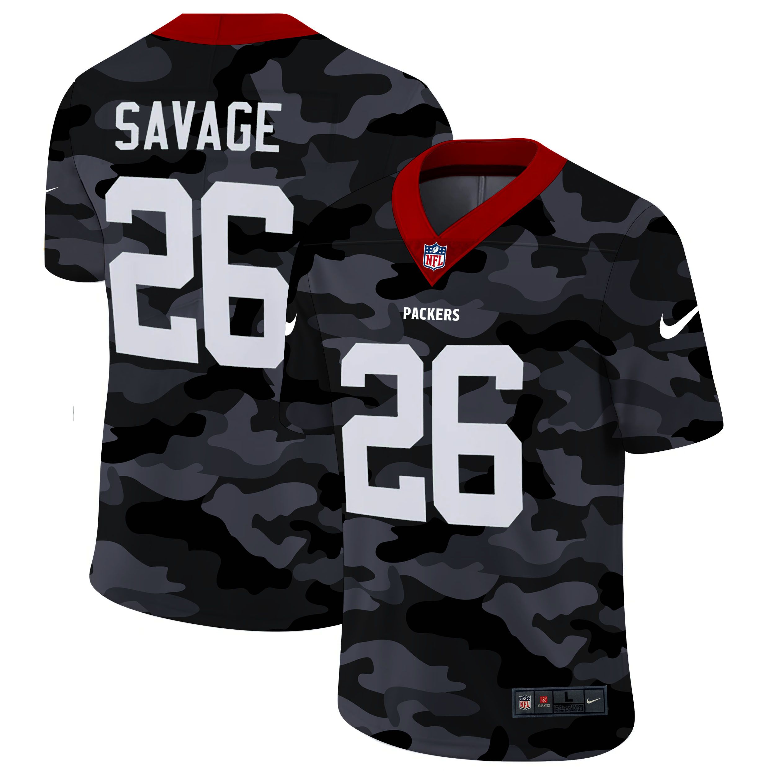 Men Green Bay Packers #26 Savage 2020 Nike Camo Salute to Service Limited NFL Jerseys->green bay packers->NFL Jersey